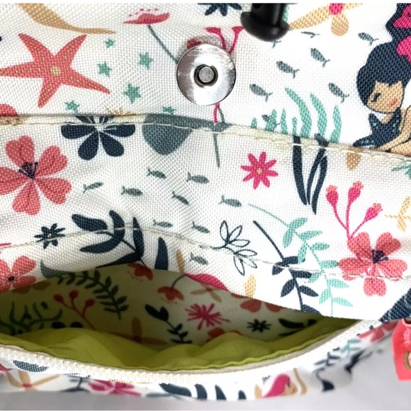 Small Lily Bloom Mermaid Theme Drawstring Backpack Purse - Cream. NWOT - Picture 6 of 7